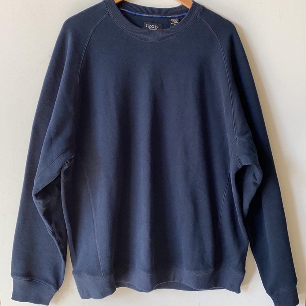 IZOD Men’s Solid Blue Long sleeve Crewneck‎ Sweatshirt, Size XL